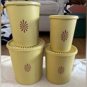 Vintage Tupperware Dusty Yellow Storage Containers Set of 4